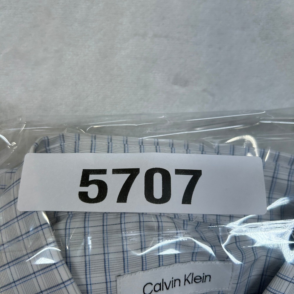 Calvin Klein Tech‎ Dress Shirt Mens XL Blue White Plaid Active Stretch - Picture 7 of 7